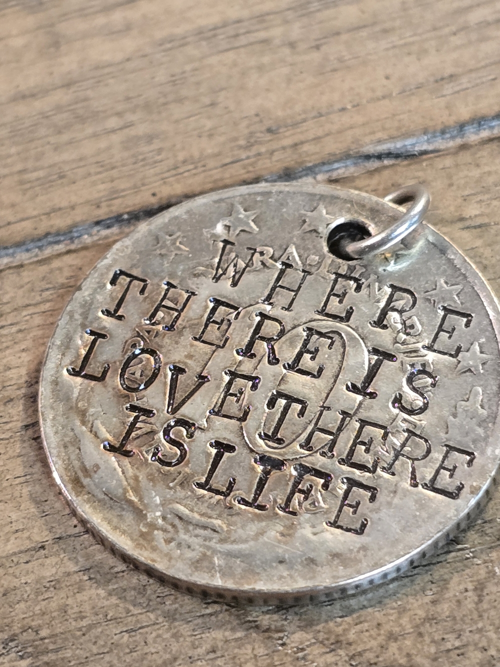 Round Silver Pendant Charm - 'Where There Is Love'